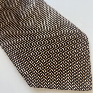 Brooks Brothers Makers 100% Silk USA Made Woven Italy Tie Brown  Geometric 56.5"